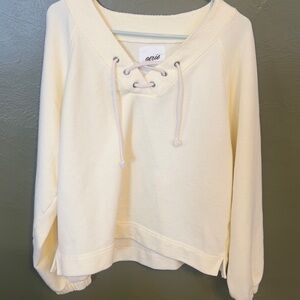 Aerie Off-White Lace-Up Sweatshirt